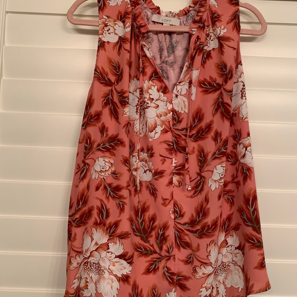 Loft Coral Sleeveless Blouse